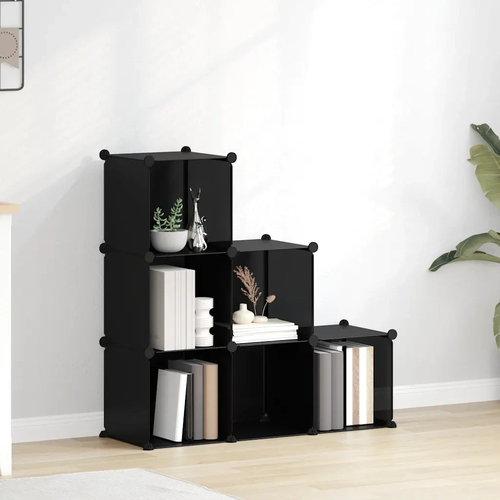 Organizzatore Portaoggetti con 6 Cubi Nero in PP cod mxl 50139