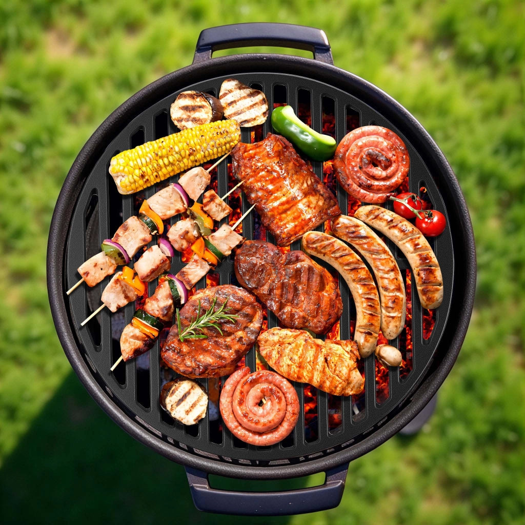 Griglia rotonda in ghisa 54,5 cm per barbecue tondo a carbone e a gas, kettle BBQ