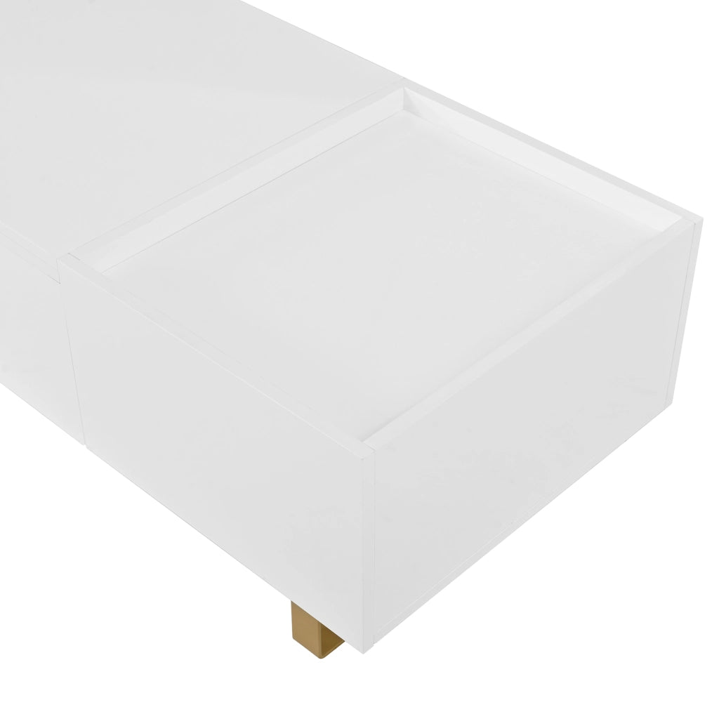 TAVOLINO Basso Rettangolare Altezza Regolabile 100x50x54,5 cm MDF Bianco