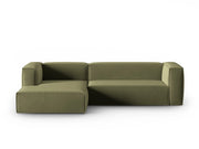 Cosmopolitan Design - Divano angolare sinistro "Mackay" 4 posti in velluto verde chiaro 