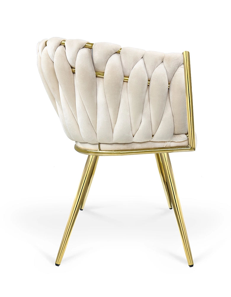 Poltrona in velluto beige, sedia imbottita da pranzo – Elise - SDPL11ELPD