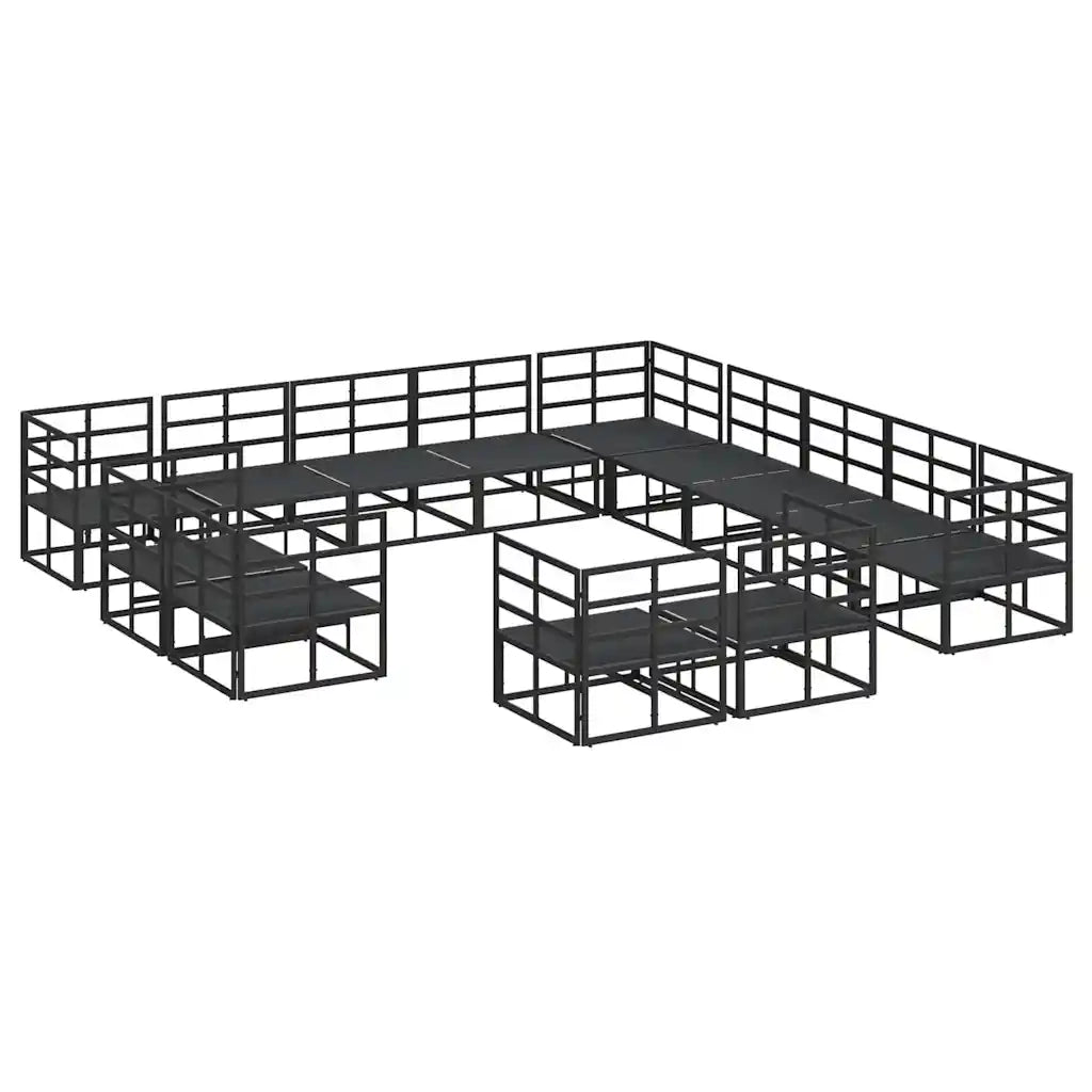 vidaXL Set Divano da Giardino con cuscino 13 pcs Nero Alluminio