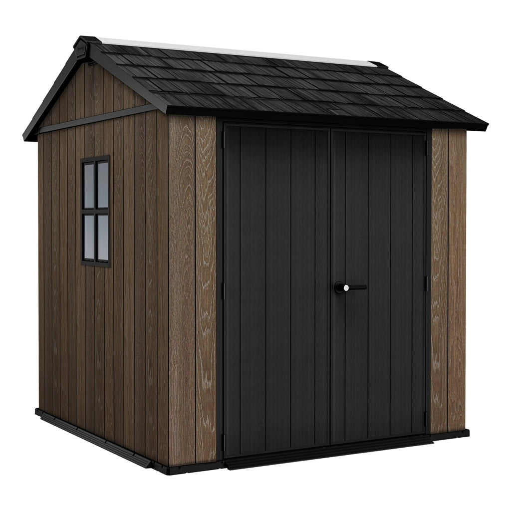 Mattoon, Casetta da Giardino Pavimento Rialzato, Modulabile, Lucchettabile, 224x230x246h cm Marrone Noce