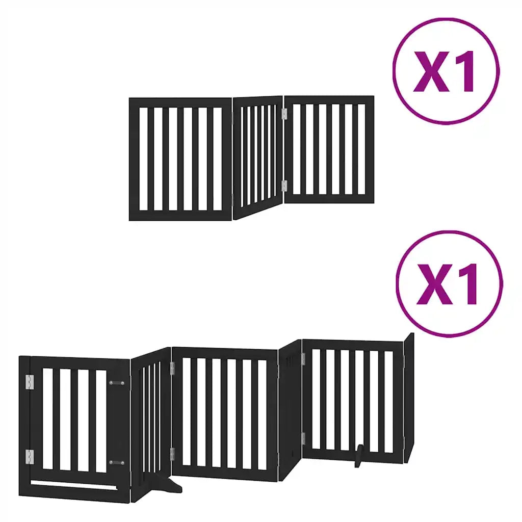 Cancello per Cani Porta Pieghevole Nero 9 Pannelli 450cm Pioppo CFW4095870