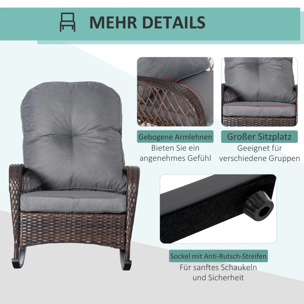 Poltrona Dondolo Imbottita ¨C zephmum ¨C Marrone Grigio Tessuto