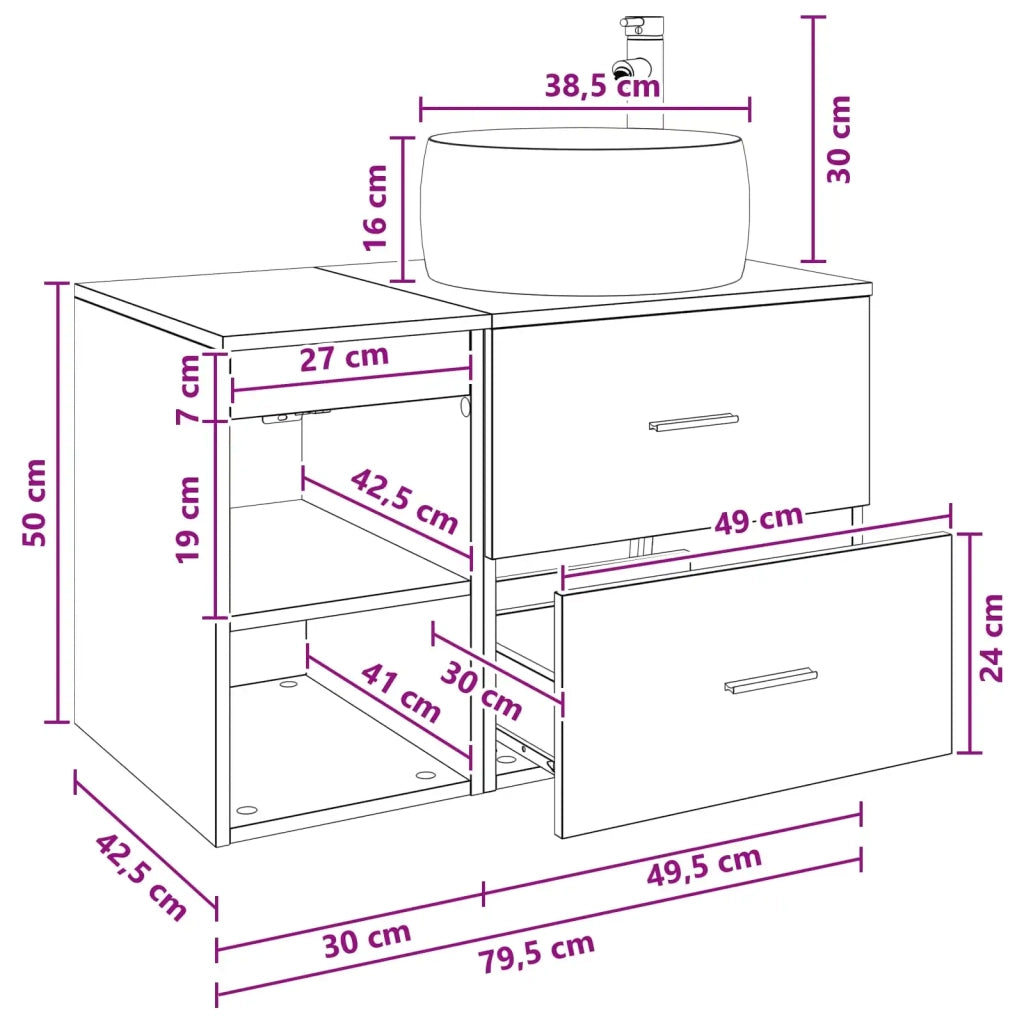 Set di mobili per il bagno 2 pz Legno antico 3403926
