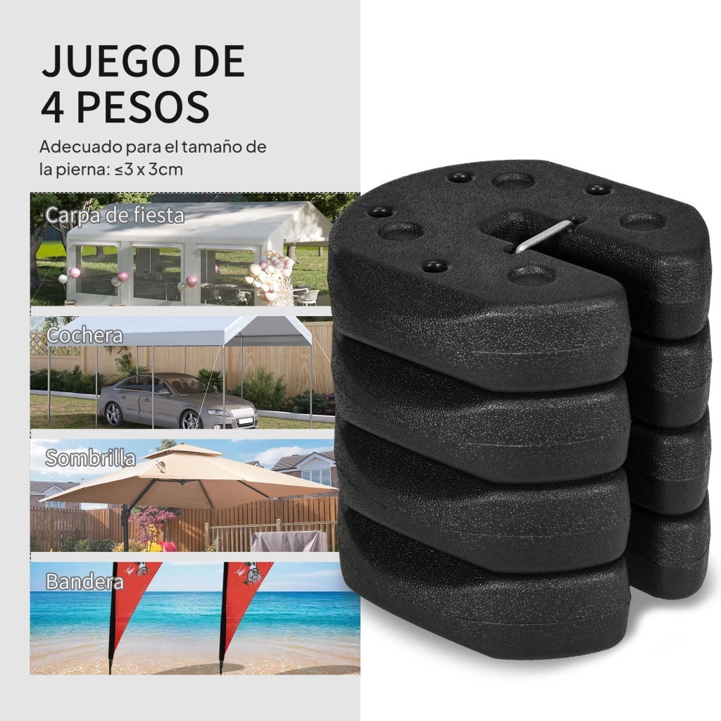 4 Pesi per Tende Pieghevoli in Cemento ¨C zephmum ¨C Nero ?22x5,5 cm