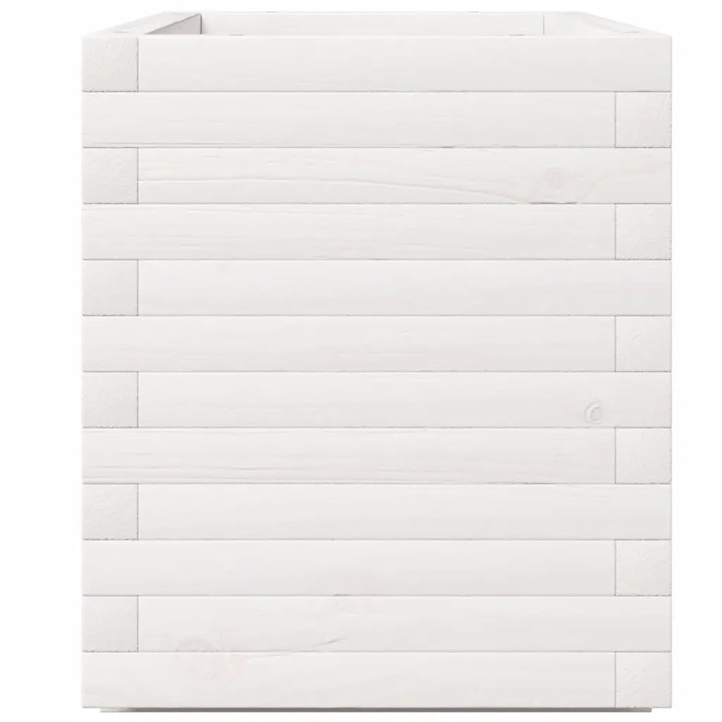 Fioriera da Giardino Bianca 90x40x49,5cm Legno Massello di Pino 847374