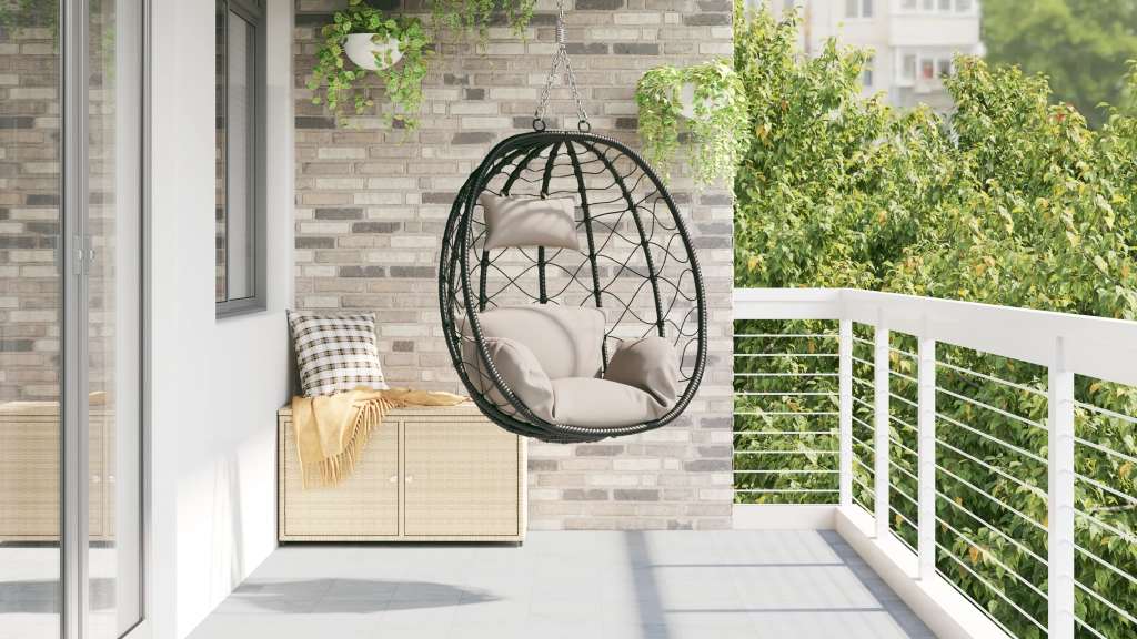 Sedia Uovo Appesa Basket senza Supporto Tortora Polyrattan
