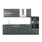 Cucina componibile Fame-Line Verde-oro rustico/Antracite 300 cm con armadio alto, PL Antracite Vicco