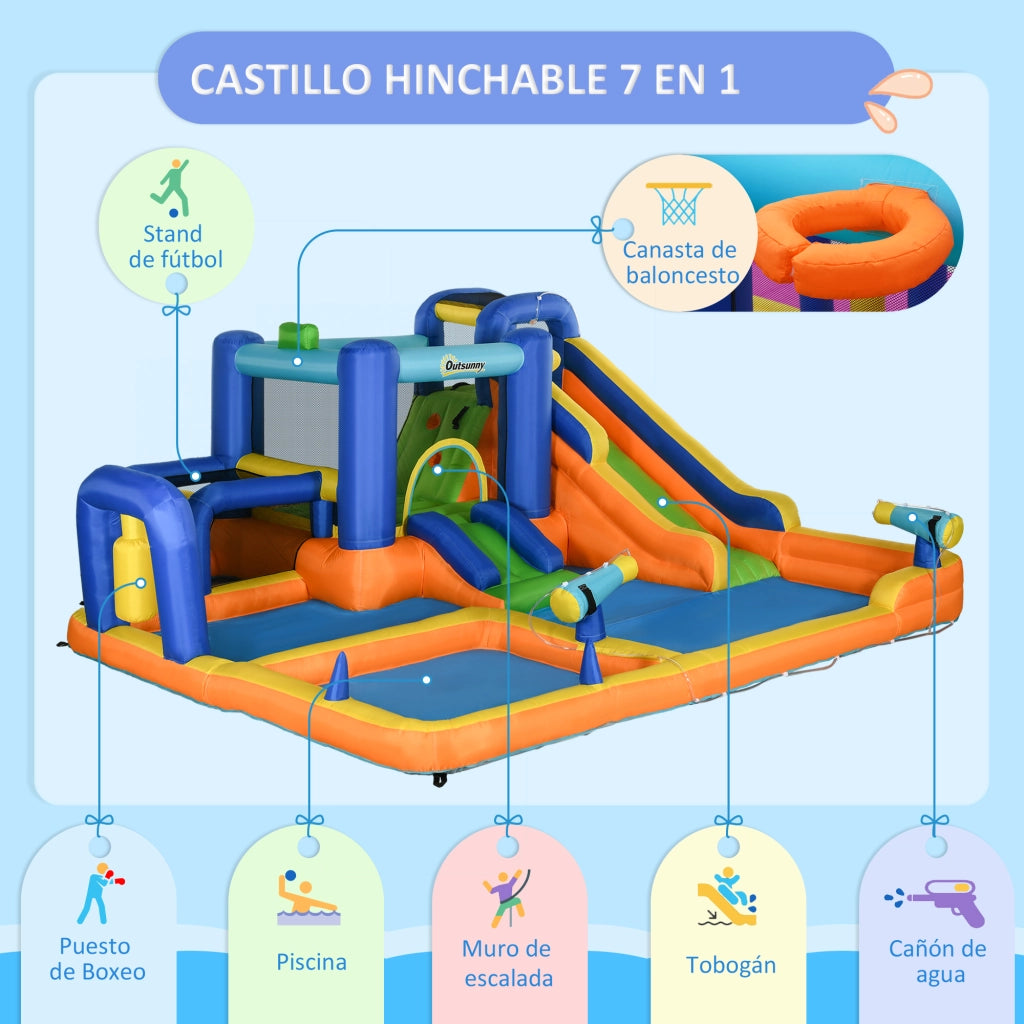 Castello gonfiabile per bambini con scivolo e parete arrampicata ¨C Zephmum ¨C 430x420x200cm multicolore