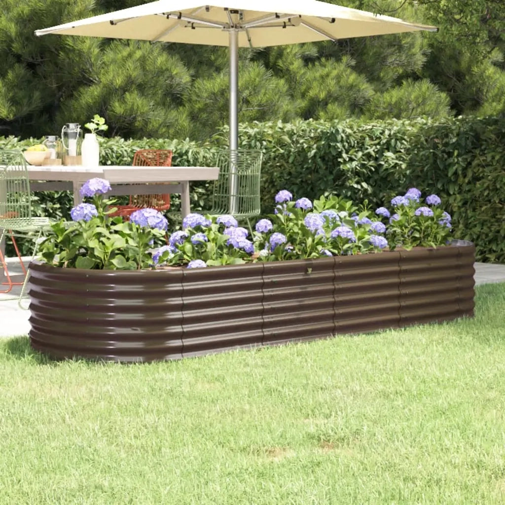 Fioriere | Cassetta per fiori | Letto Giardino Acciaio Zincato 224x80x36cm Marrone