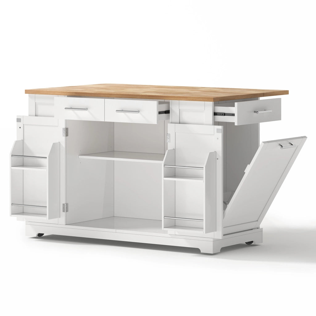 Mobile contenitore da cucina con piano ribaltabile; prese e vano rifiuti - in MDF - bianco