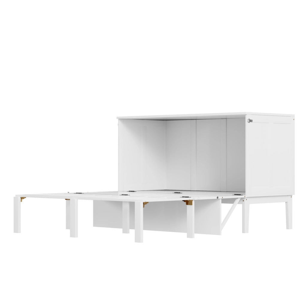 Letto a scomparsa verticale 140x200 cm in legno; salvaspazio; bianco