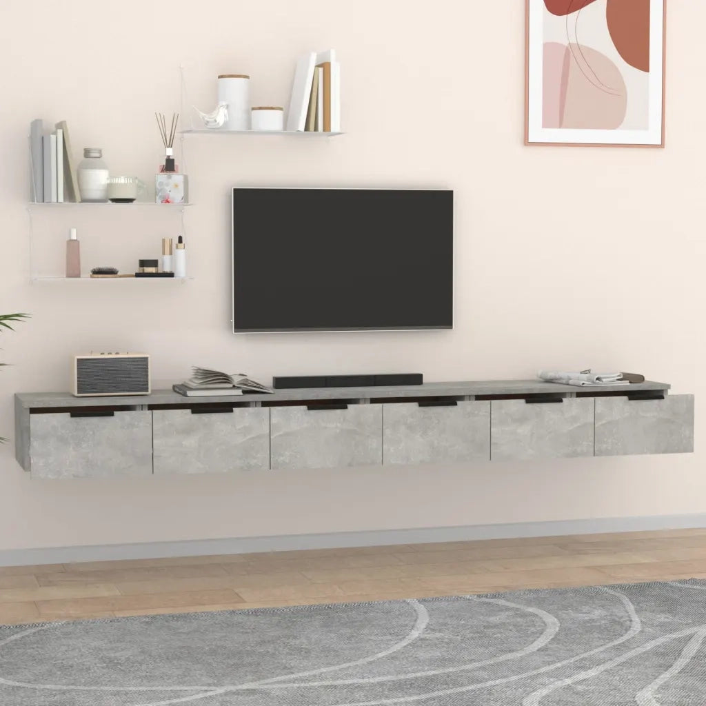 Mobili a Muro 2 pz Grigio Cemento 102x30x20cm Legno Multistratocod mxl 97749