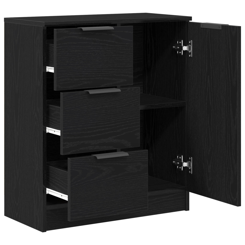 Sideboard Nero in Rovere 60x30x70 cm Realizzato in Legno Ingegnerizzato