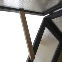Letto Rialzato in Legno con Serra 2-in-1 Frangivento Frangivista Orto Erbe Vaso da Giardino Balcone e Terrazza Policarbonato Grigio 120 x 54 x 112/122 cm