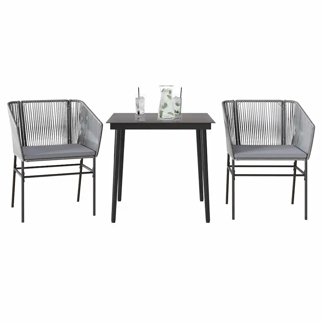 vidaXL Set da Pranzo da Giardino 3 pz con Cuscini in Polyrattan Vetro
