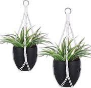 Set di appoggio piante - 2 pezzi cesto di stile boho per decorazione interna - appoggio di fiore in cotone intrecciato senza trecce con anelli di chiusura in metallo per decorazione domestica, interna ed esterna