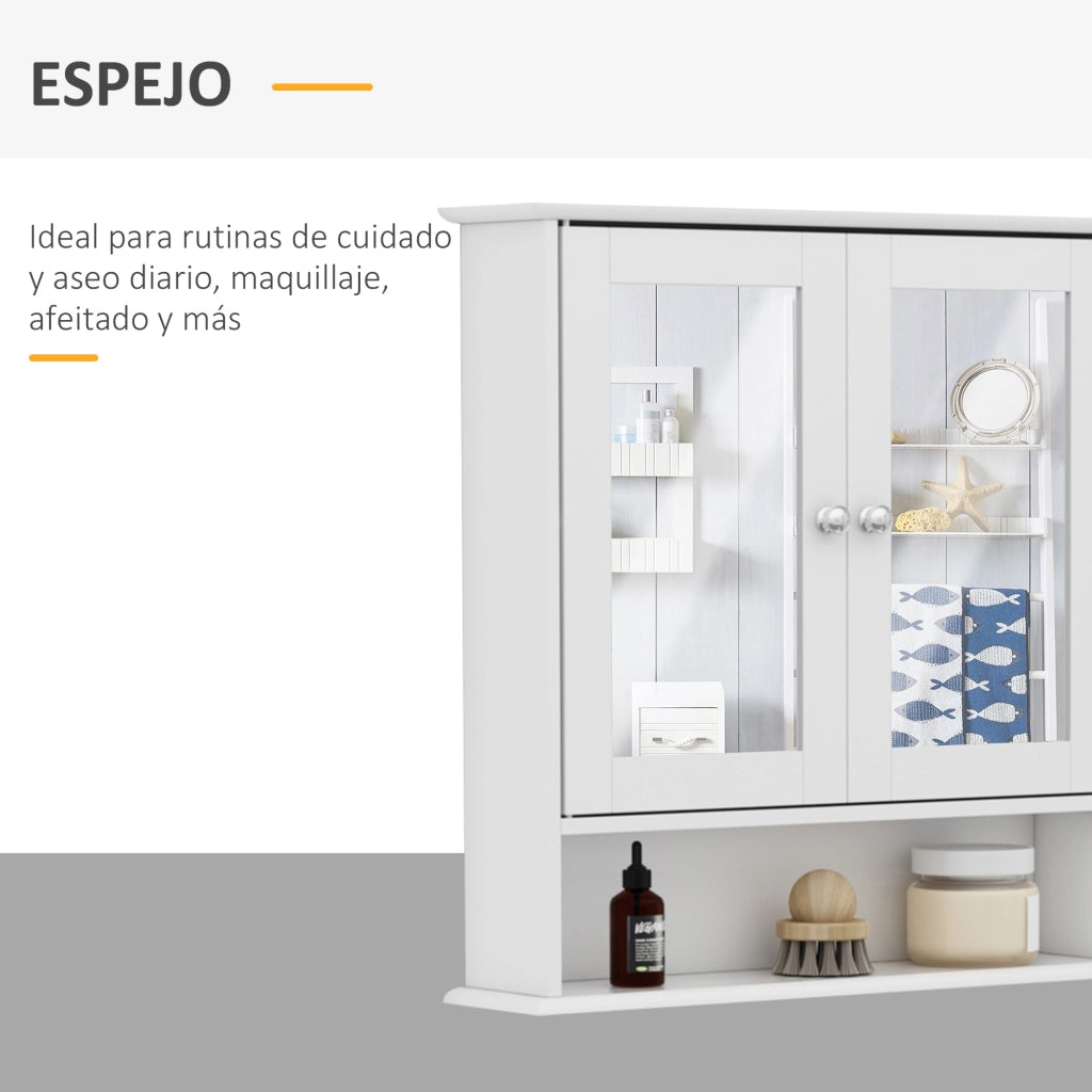 Armadietto da Bagno con Specchio ¨C zephmum ¨C Bianco 56x13x58cm