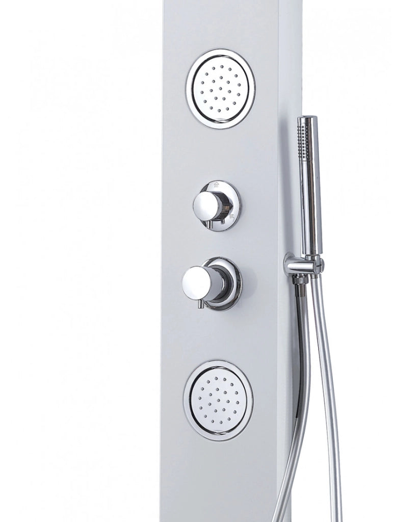 Colonna doccia idromassaggio, doccetta, soffione, alluminio bianco Mues Maloa