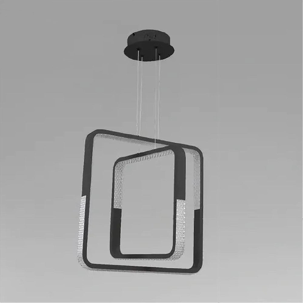 Trade Shop - Lampadario A Sospensione Led 64 W Quadrati Effetto Cristallo Moderno Nero 32194 -