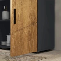 kleankin Mobile Sottolavabo Lavabo Mobile per Bagno 2 Ante con Mensola, 60 x 30 x 60 cm, Grigio Antracite e Effetto Legno