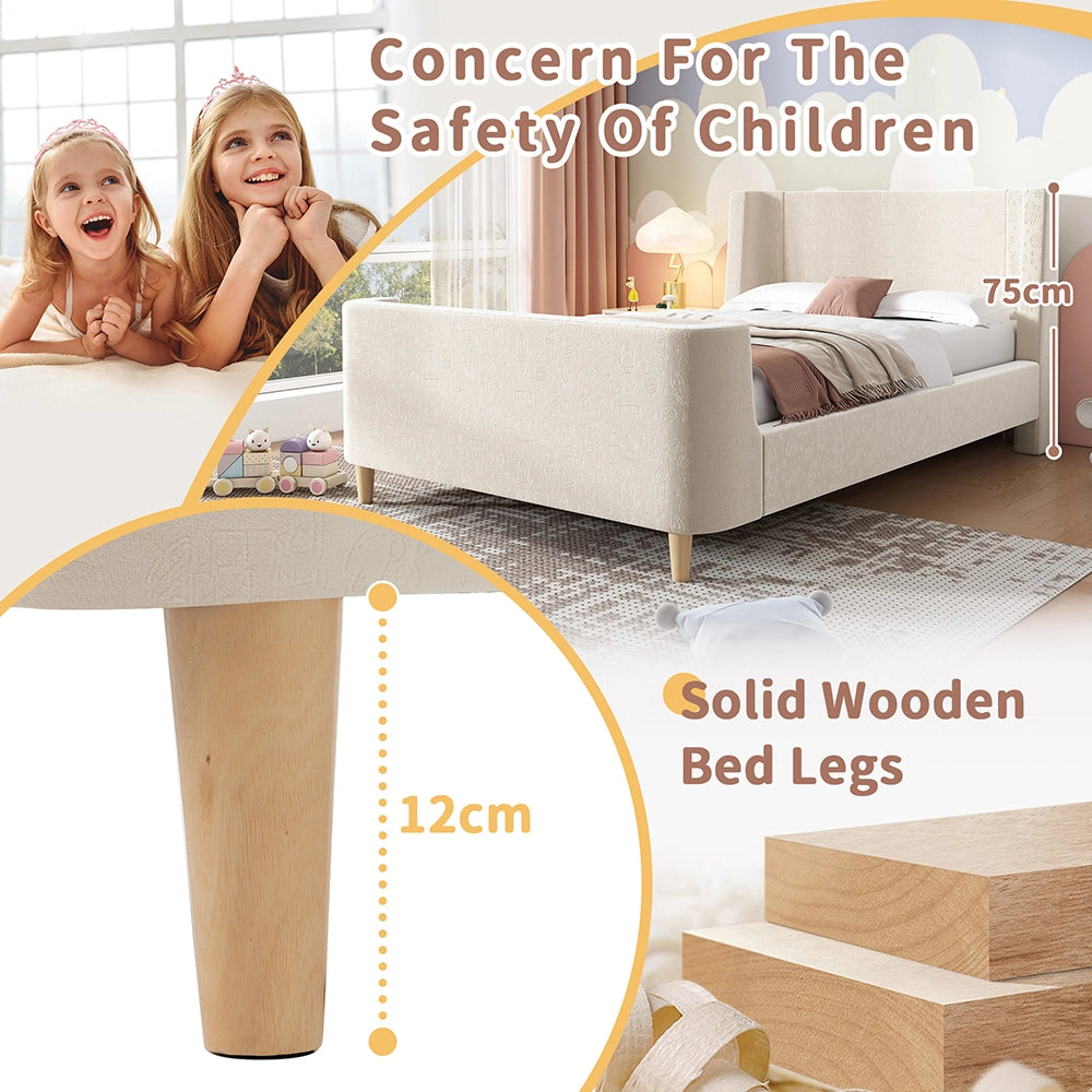Lit per bambini imbottito 90x200 cm - Xylo - Velluto Beige