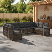 Set Divano da Giardino 9 pz Grigio polyrattan 3435815