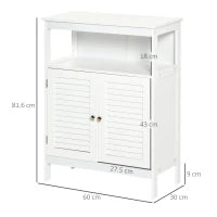 kleankin Mobiletto da Bagno Impermeabile con 2 Ripiani e Armadietto MDF Bianco