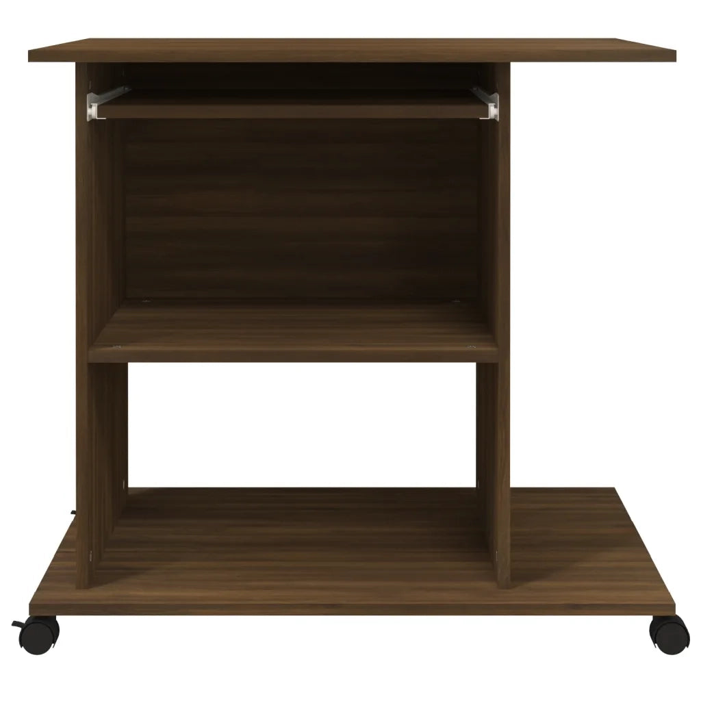 Scrivania | Tavolo da Ufficio Computer Rovere Marrone 80x50x75 cm Legno Multistrato