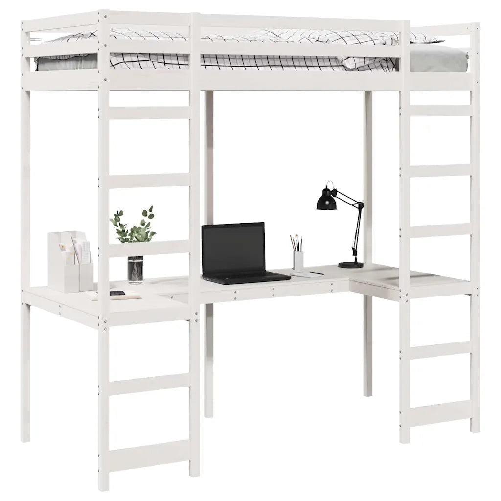 Struttura per letto soppalco Bianco 90 x 200 cm Pino massello 3414551