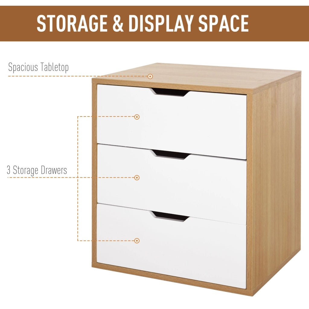 Cassettiera Portadocumenti da Ufficio 55x45x65,5 cm 3 Cassetti