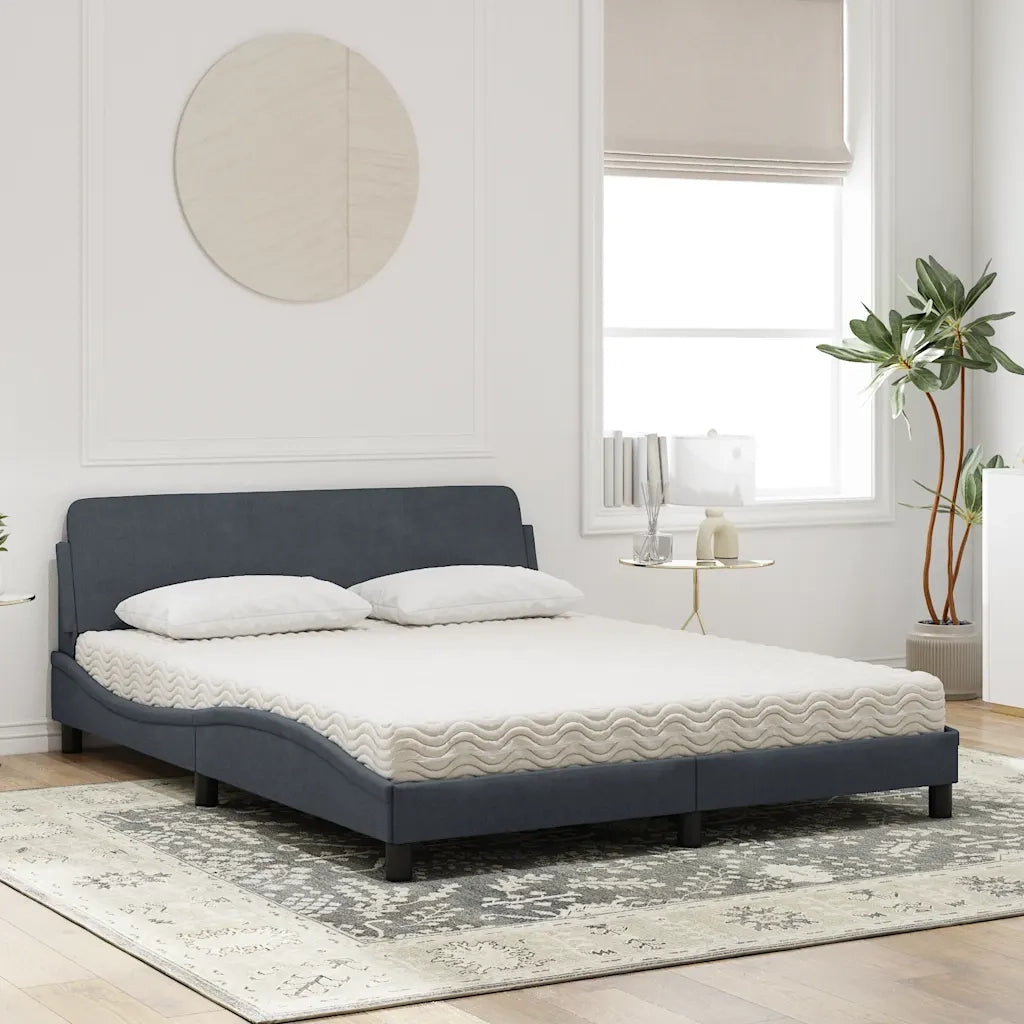 Letto con Materasso Dover Grigio Scuro 160x200 cm in Velluto 3208432