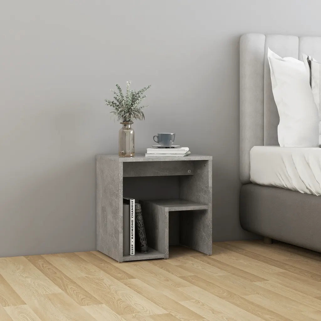 Comodino | Armadio da Notte | Mobiletto da notte Grigio Cemento 40x30x40 cm in Legno Multistrato
