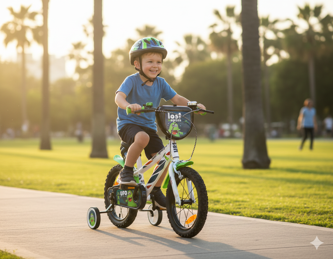 Bicicletta per Bambino 14" 2 Freni  Ufo Bianca/Verde