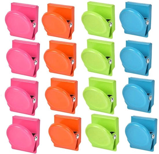 16 pezzi di magneti metallici colorati per frigorifero, scuola, ufficio, cucina