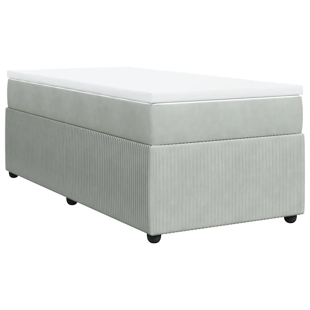 Letto singolo | Letto per adulti | Giroletto a Molle con Materasso Grigio Chiaro 80x200 cm Velluto
