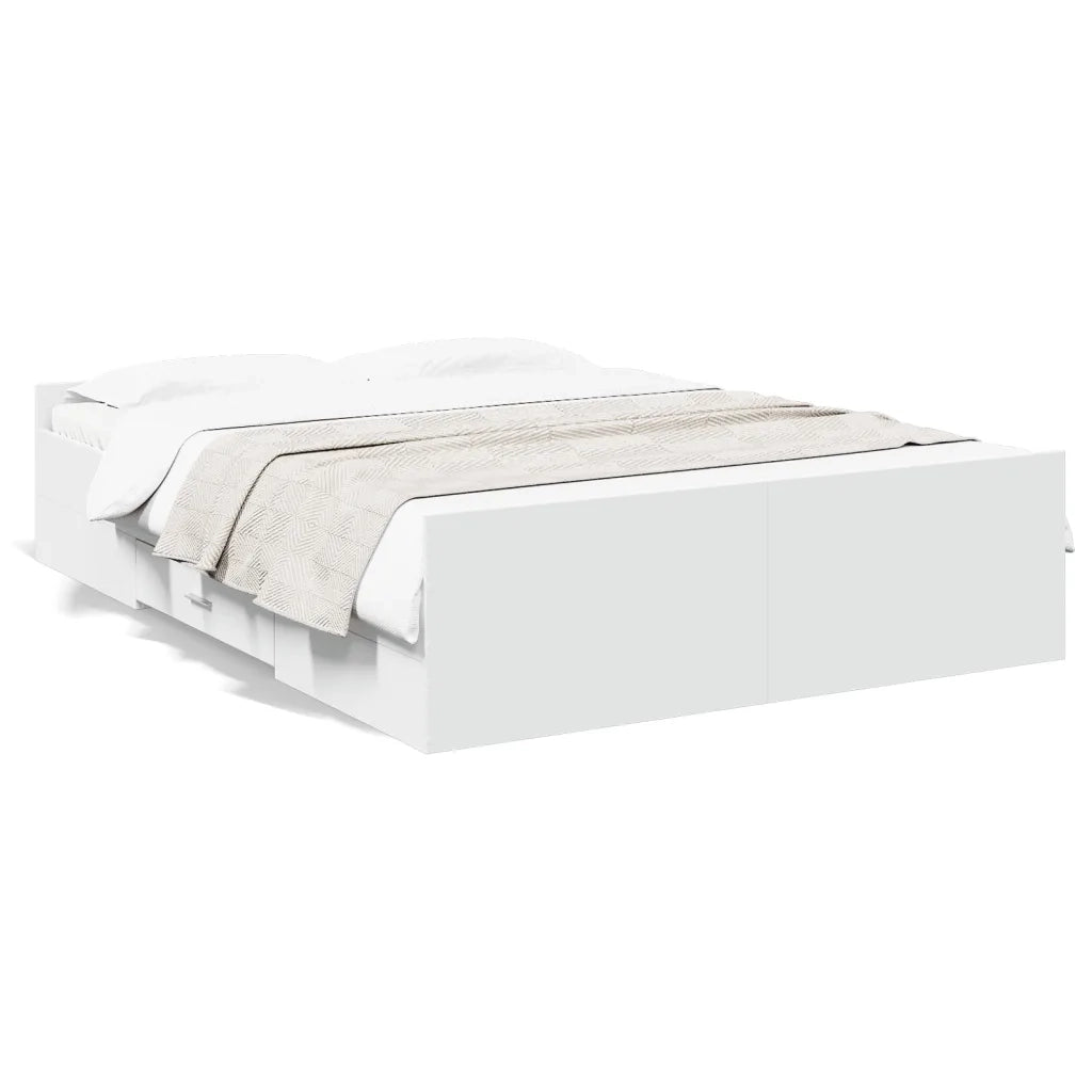 Giroletto con Cassetti Bianco 135x190 cm in Legno Multistrato 3280314