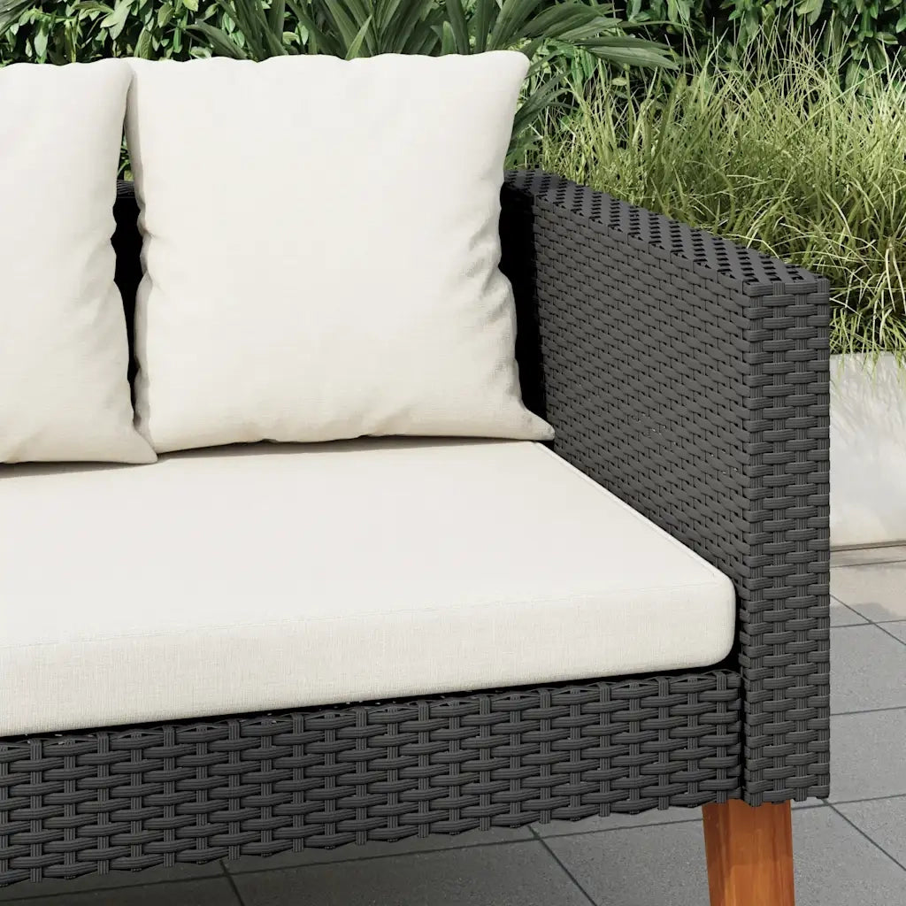 Divano da Giardino a 3 Posti con Cuscini in Polyrattan Nero cod mxl 70657