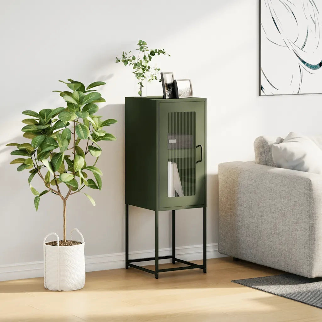 Credenza | Madia | Buffet da pranzo | Armadio da pranzo Verde Oliva 36x39x107 cm in Acciaio Laminato a Freddo