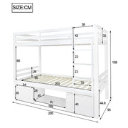 Letto a soppalco per bambini con ripiani per scarpe - Xylo - 90x200 cm - 2 letti singoli