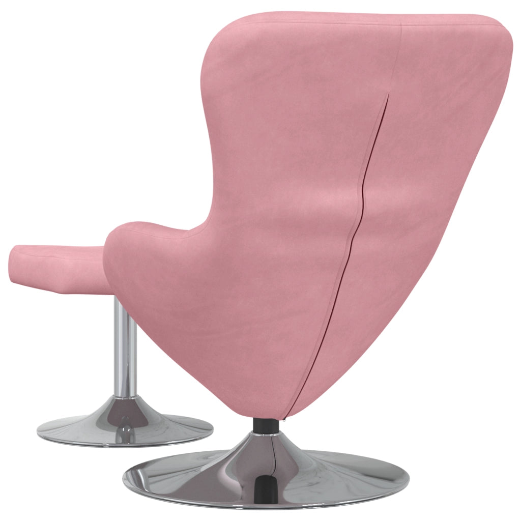 Sedia a uovo  con poggiapiedi in velluto rosa