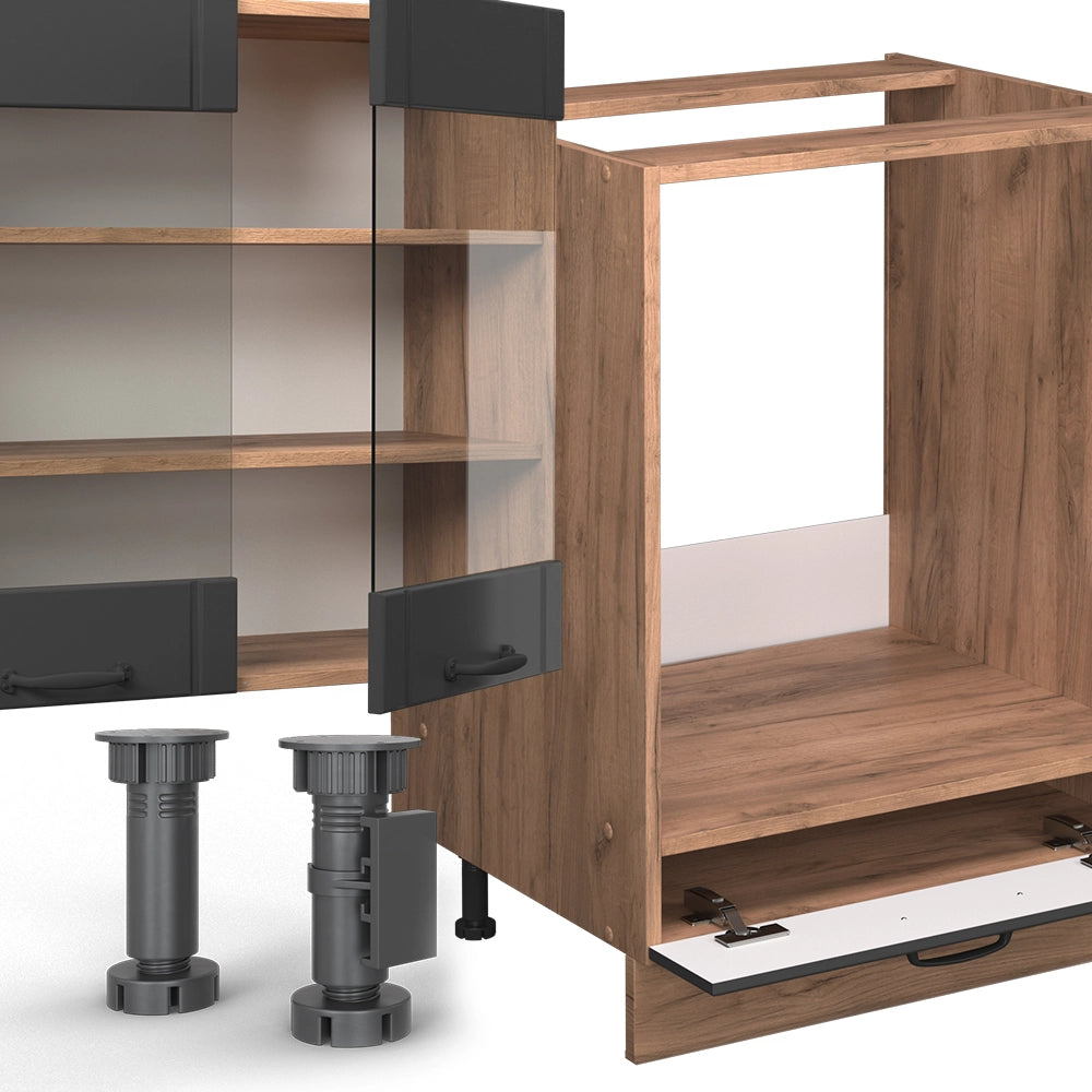 Vicco Cucina angolare completa Grigio scuro 347 x 46 cm senza piano di lavoro