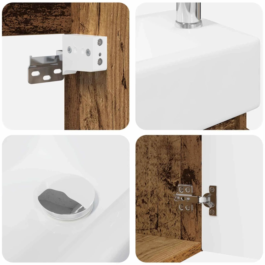 Mobile bagno con rubinetto Legno antico 45,5 x 22,5 x 84 cm 889479