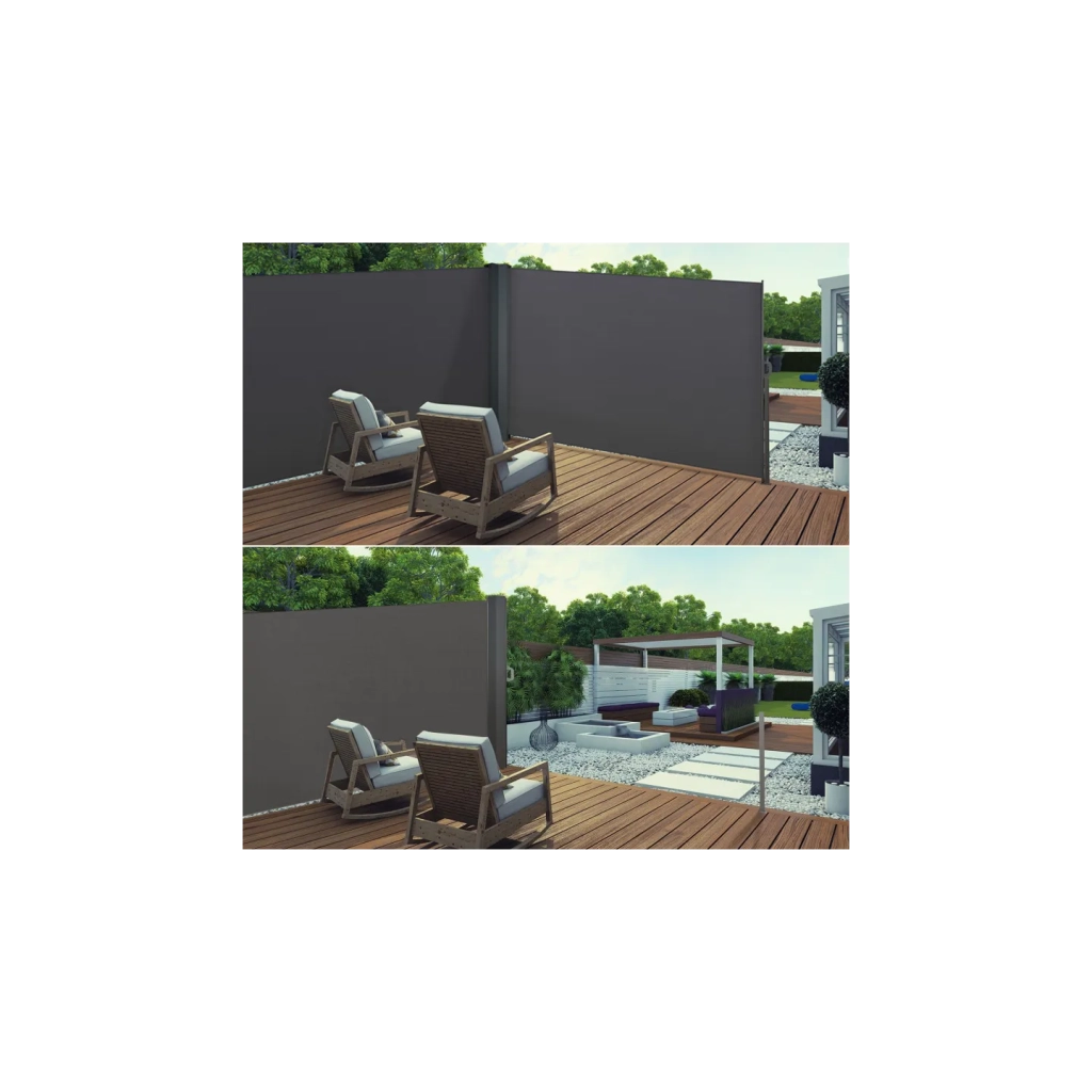 IDMarket - Doppio schermo pieghevole a scomparsa 160 x 800 CM tenda laterale grigio antracite
