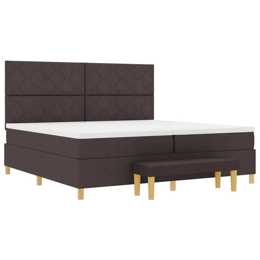 Letto a molle con materasso Marrone Scuro 200 x 200 cm Tessuto