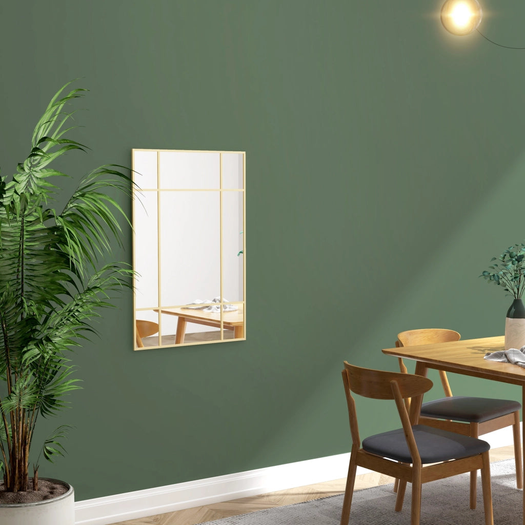 Specchio da parete a vetrata rettangolare ¨C zephmum ¨C metallo dorato 90x60 cm