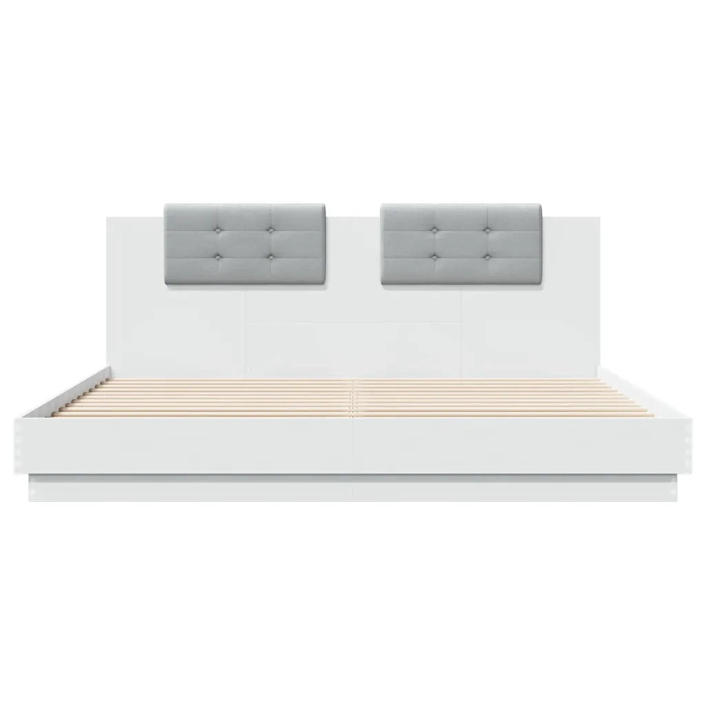 Giroletto con Testiera Bianco 160x200 cm in Legno Multistrato 3209905
