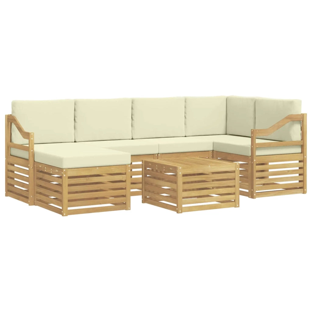 Set di divani da esterno 7 pcs Bianco e Crema Poliestere 3392170